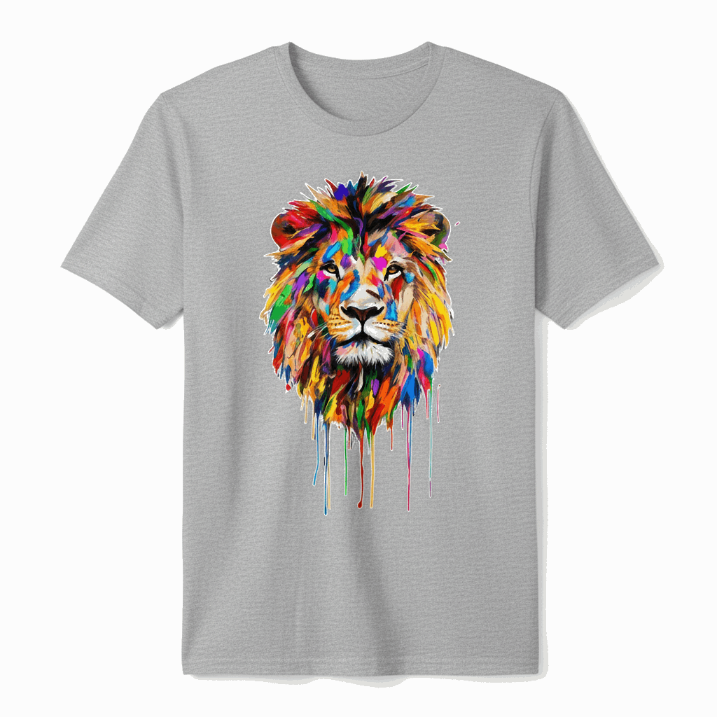 Colorful Lion Drip Art T-Shirt