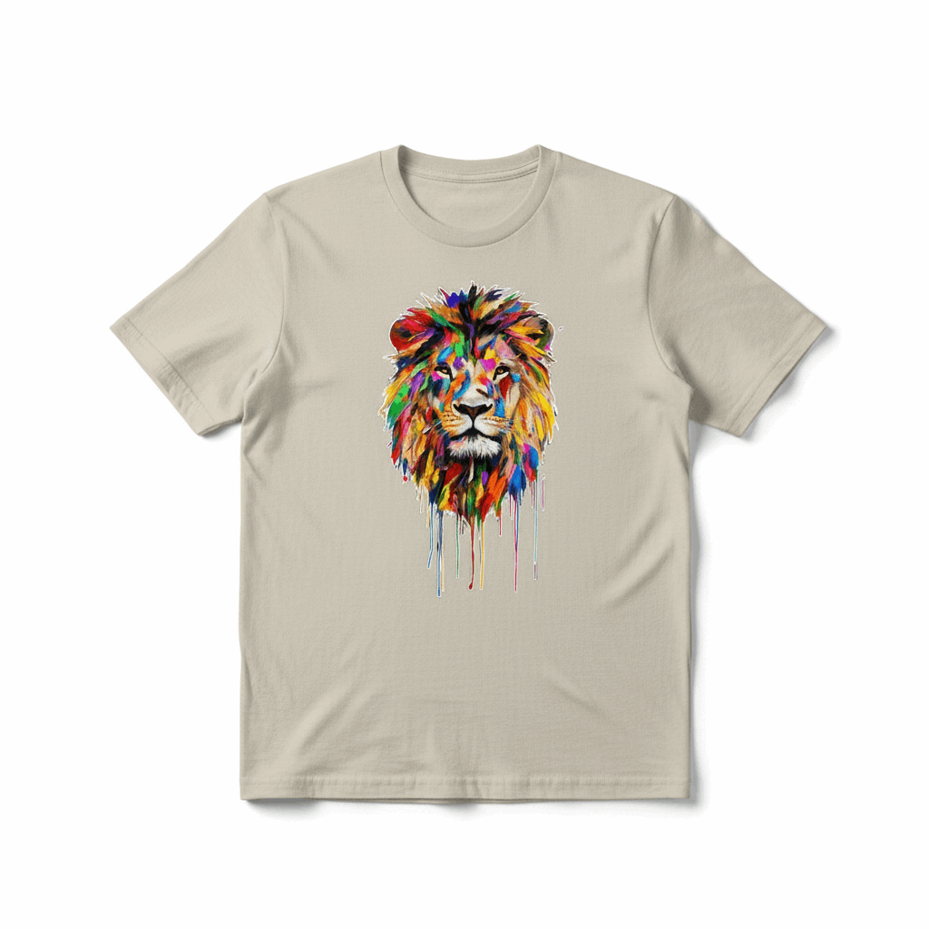 Colorful Lion Drip Art T-Shirt