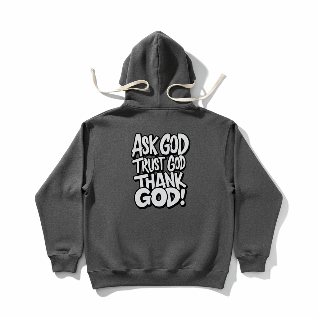 Ask God Trust God Thank God" Inspirational Hoodie