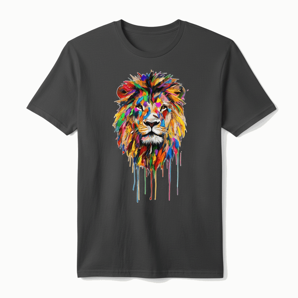 Colorful Lion Drip Art T-Shirt
