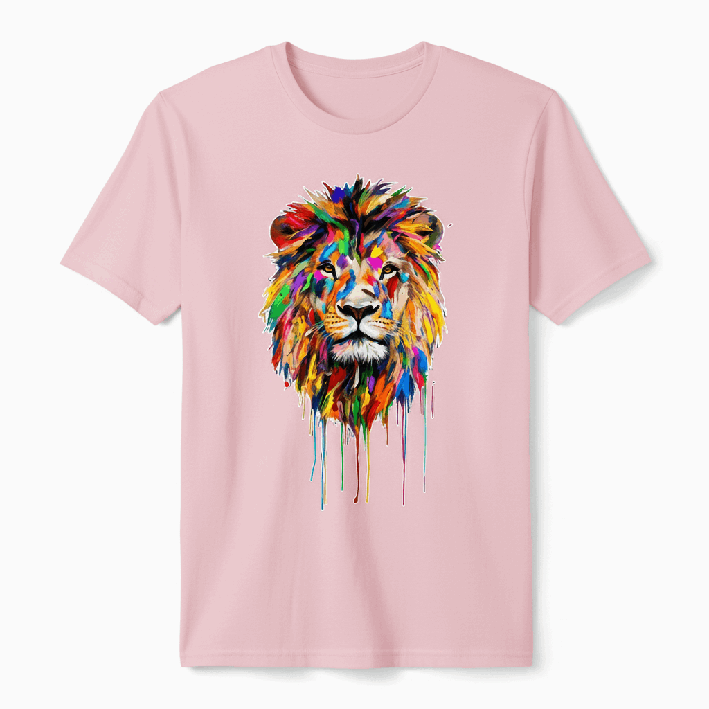 Colorful Lion Drip Art T-Shirt