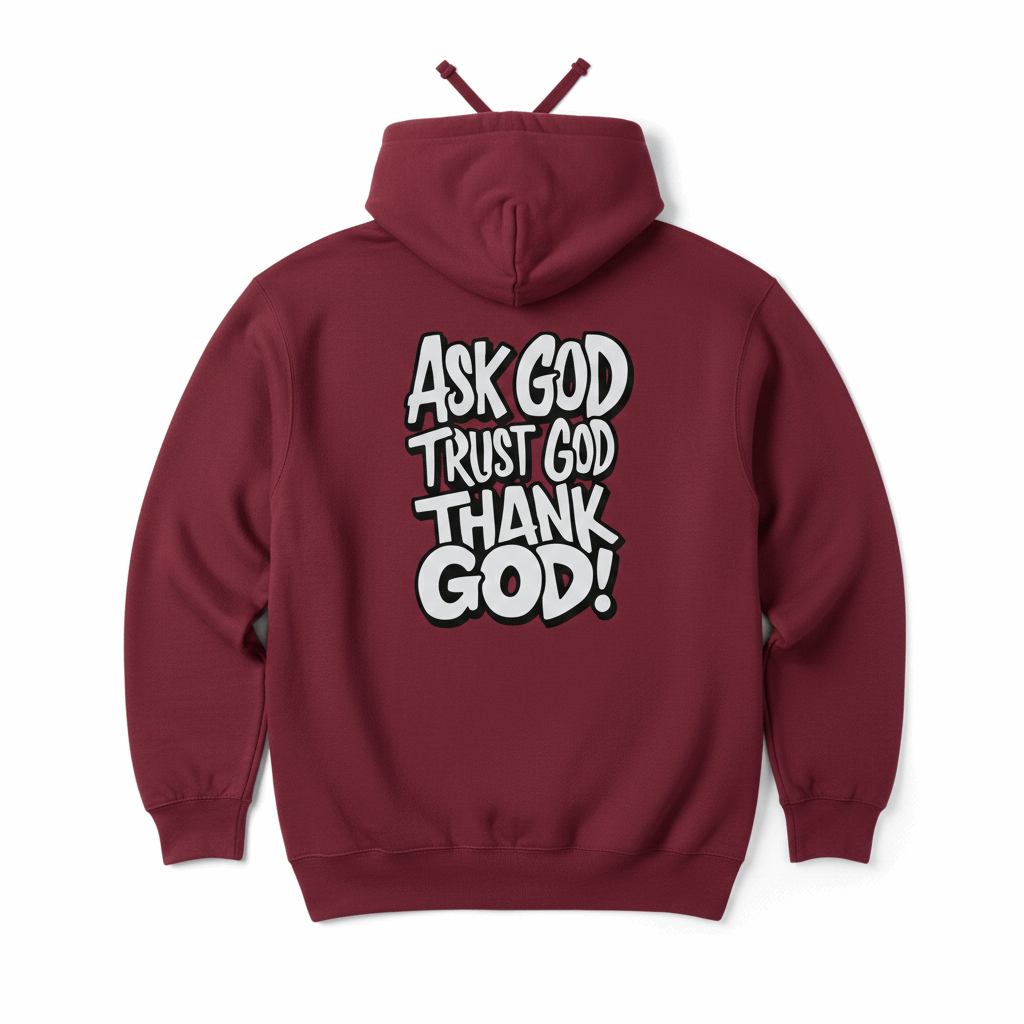 Ask God Trust God Thank God" Inspirational Hoodie