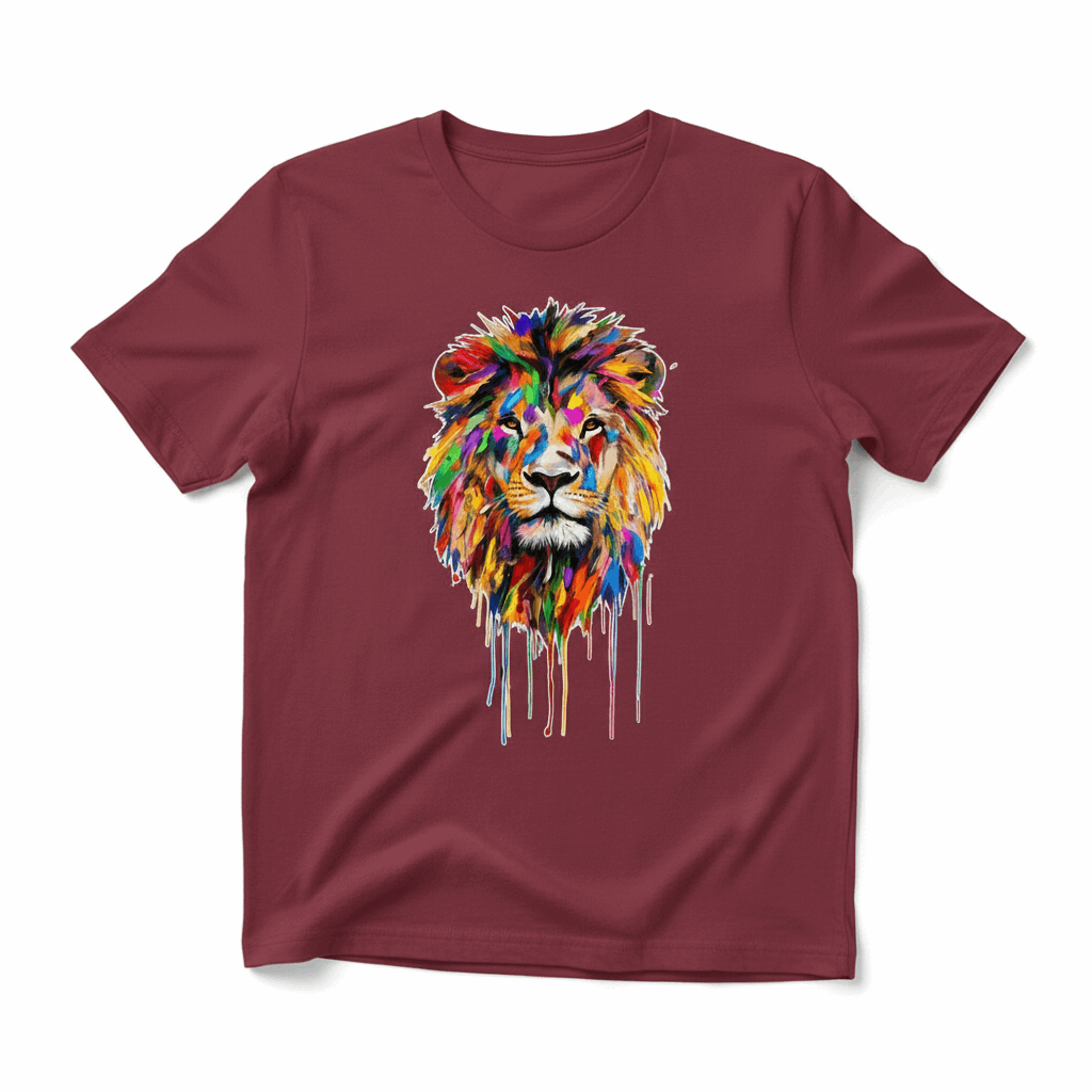 Colorful Lion Drip Art T-Shirt