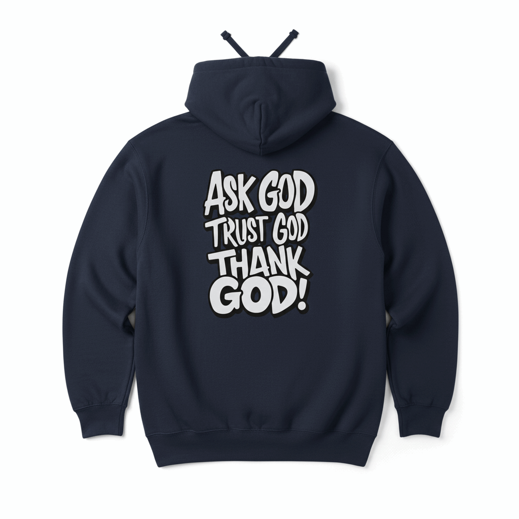 Ask God Trust God Thank God" Inspirational Hoodie