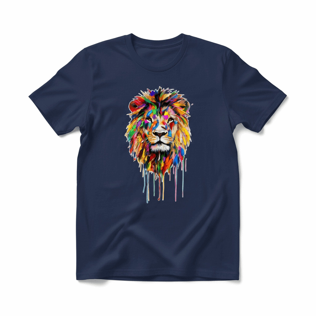 Colorful Lion Drip Art T-Shirt