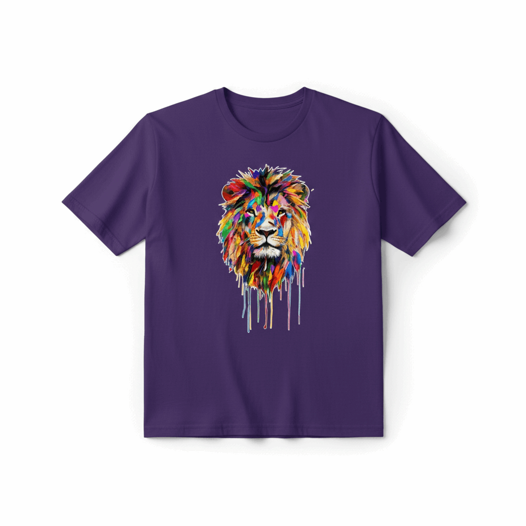 Colorful Lion Drip Art T-Shirt