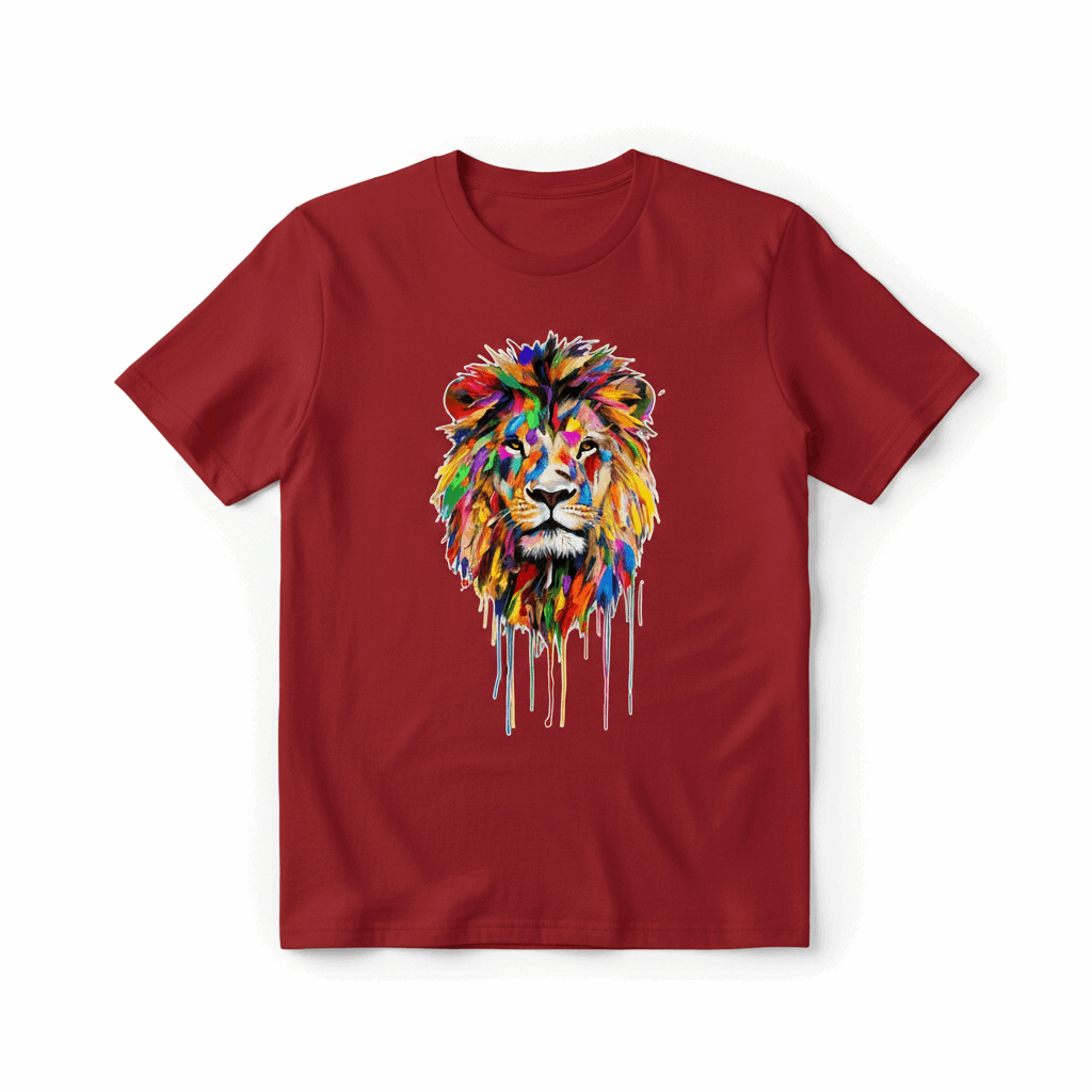 Colorful Lion Drip Art T-Shirt