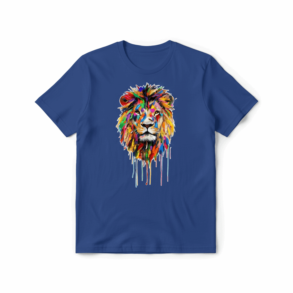 Colorful Lion Drip Art T-Shirt