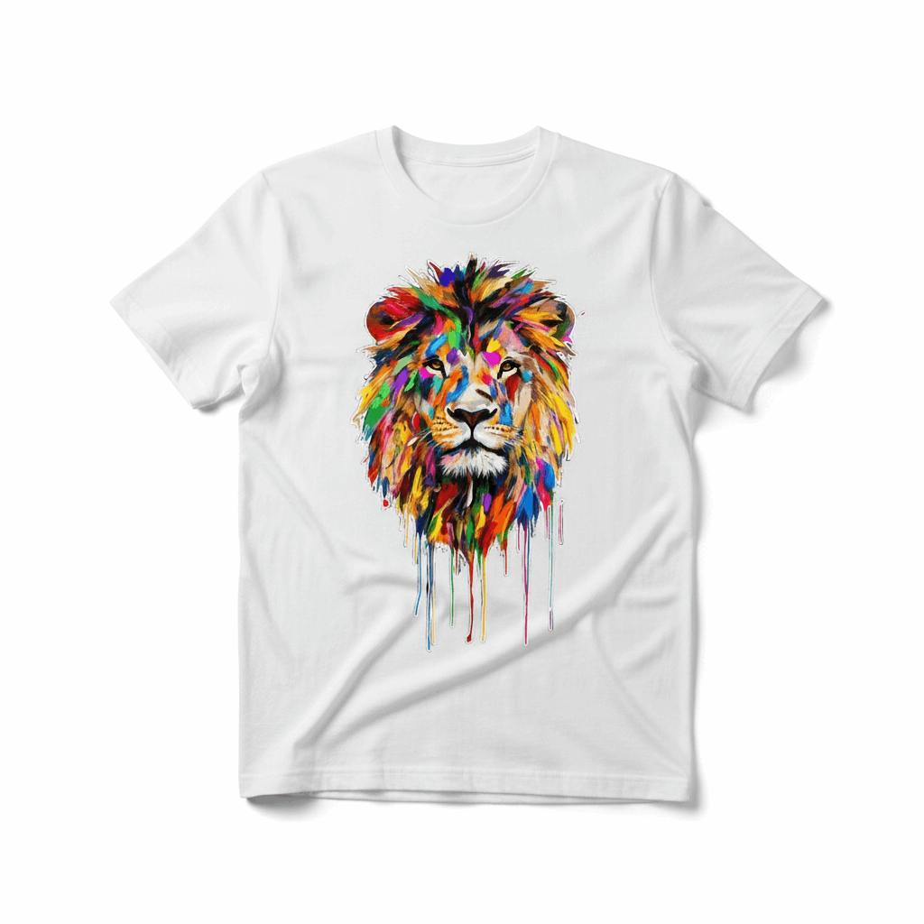Colorful Lion Drip Art T-Shirt